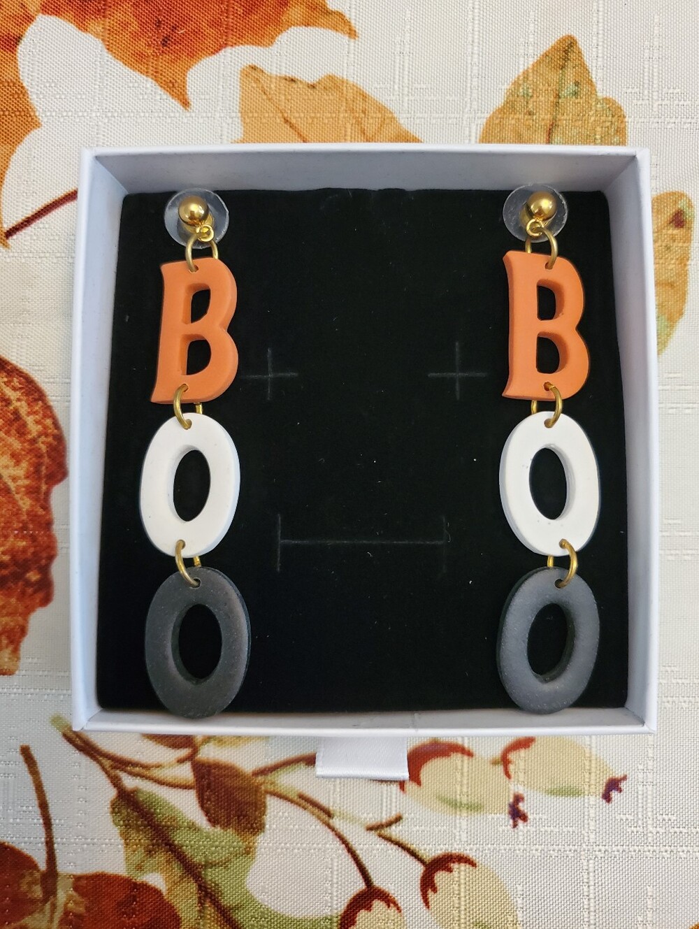 Halloween Earrings - BOO Dangle Studs
